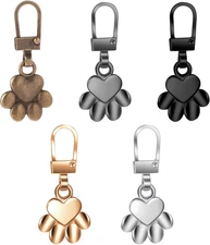 5 Pcs Zipper Pulls Dog Paw Zipper Charms Zipper Pull  Dog Footprint Keychain Zip