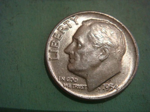 Nice 1954 P Roosevelt Dime Silver - UNC actual coin in photo some mild toning