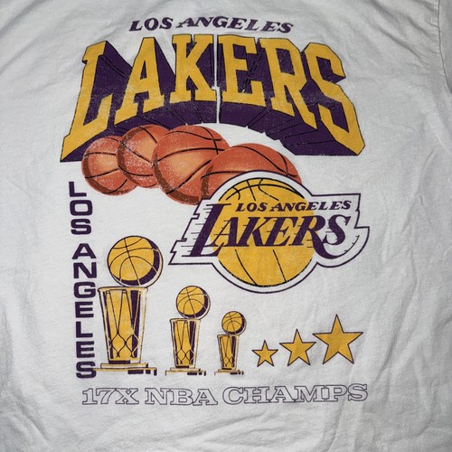Los Angeles Lakers Shirt Mens Large Cream 17X NBA Champions - Picture 2 of 6