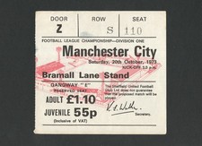 Sheffield United v Manchester City 1973-1974 Division One Ticket 20/10/1973