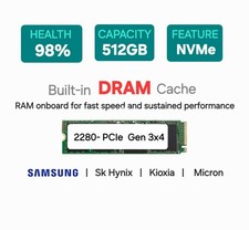 Samsung Hynix Micron 512GB PCIe NVMe SSD M.2 With DRAM