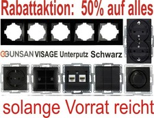 Gunsan Visage Schwarz Steckdosen, Aus + Wechselschalter, Dimmer, Multimedia