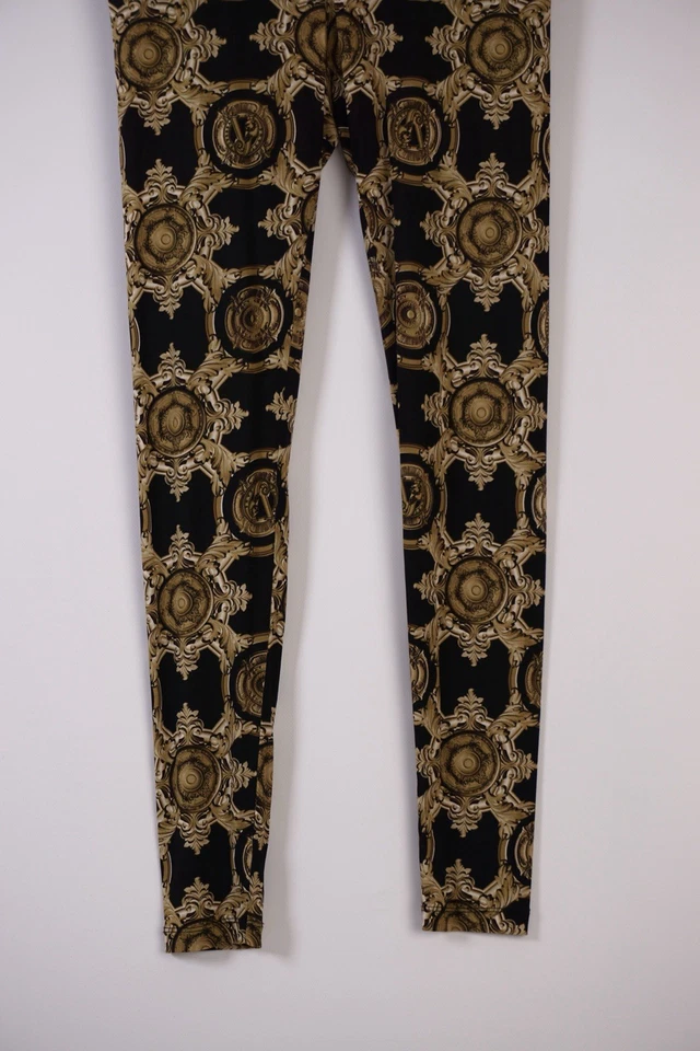 Leggings Versace Estampado Barroco Negro Dorado Elastizados tiro Medio Talla S  Foto 3 de 4
