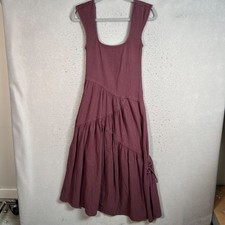 Free People Womens XS Plum Sleeveless Tiered Maxi Dress Cotton Blend Boho