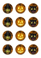Muffinaufleger Cupcakes Muffins Halloween Zuckerpapier Hexe KüRbis Katze HW25
