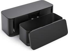Cable Management Box Organizer - 2 Pack, Pet Child Safe, Black