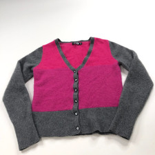 Apt 9 Medium 100 Cashmere Button V-Neck Sweater Pink Gray