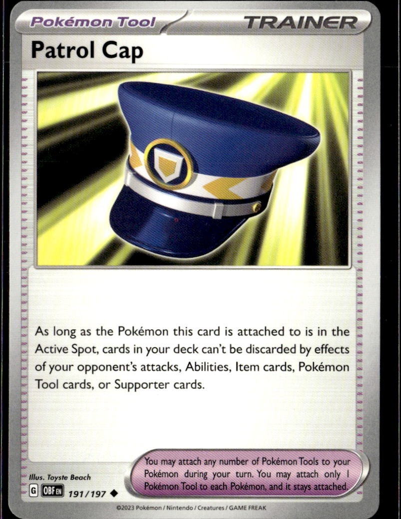 Pokemon Patrol Cap 191/197 Obsidian Flames Non Holo Uncommon 5 Card Lot