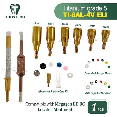 Dental Locator Abutment Male Cap kit fits Megagen Blue diamond RC GH1-6mm