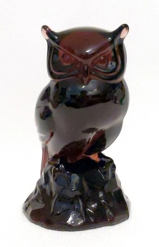 Fenton Glass ~ Owl Figurine ~ Amethyst Glass