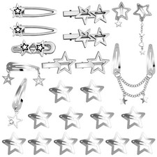24Pcs Star Hair Clips Silver, Vintage Silver Hair Clips for Grunge, Party, Da...