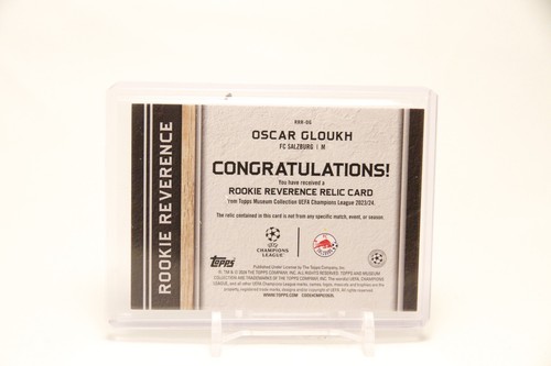 OSCAR GLOUKH 2023 TOPPS MUSEUM ROOKIE REVERENCE RELIC PATCH LOGO /99 FC SALZBURG - Picture 2 of 2