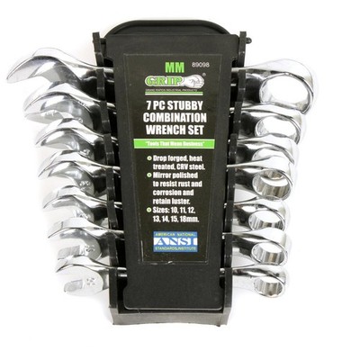 Grip On Tools 7 Piece Metric Stubby Combo Wrench Set - 89098