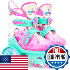 4-Pejiijar Girls Roller Skates Adjustable Unicorn Skate Light-Up Wheels Triple