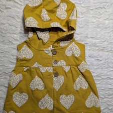 Carter's Toddler Mustard Hooded Vest  Heart Print  24M