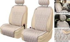 2pcs Sideless Car Seat Covers for All Seasons - Breathable Front Front Beige
