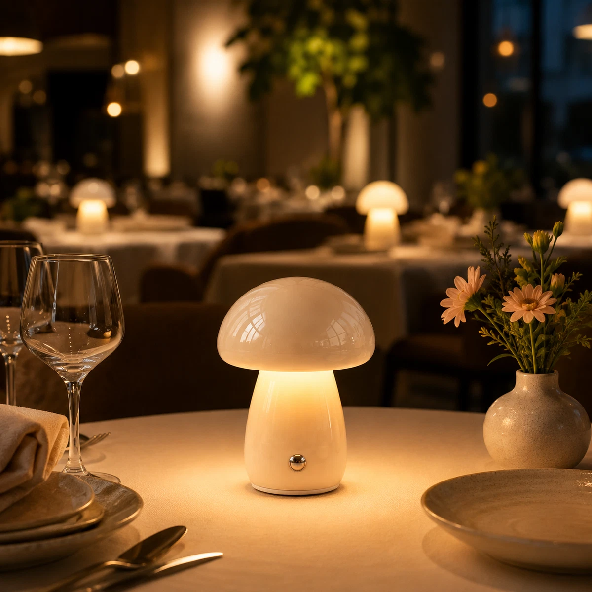 Lámpara LED de Mesa Hongo Estilo Nórdico Recargable USB Táctil Regulable