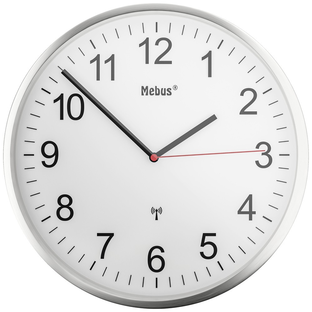 Mebus 19411 Funk Wanduhr 30 cm  Silber
