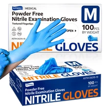 100 Nitrile Gloves Medium Blue Powder Free Latex Free Disposable Pack