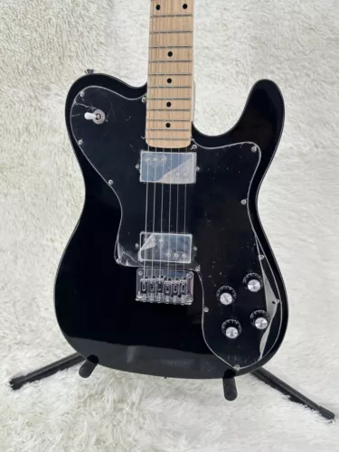 Black TELE Electric Guitar Maple Fretboard HH Pickup Large Pickguard