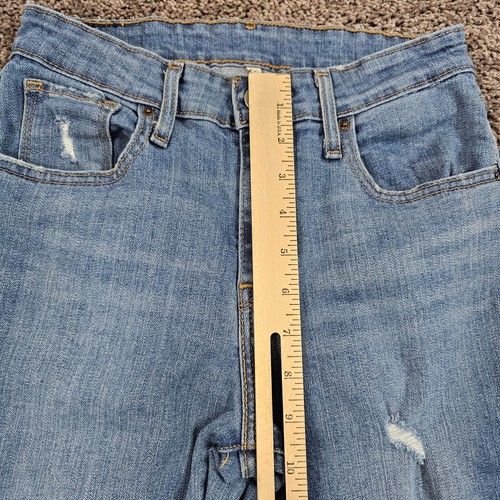 Levis Jeans Womens 26 Flare High Rise Light Wash Stretch Distressed Denim 24x31 - Picture 4 of 14