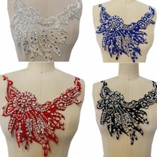 Glitter Applique Crystal Motif Rhinestone Sew on Craft for Wedding Dress Decor