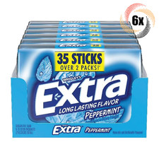 Full Box 6x Packs Wrigley's Extra Peppermint Chewing Gum  35 Sticks Per Pack 