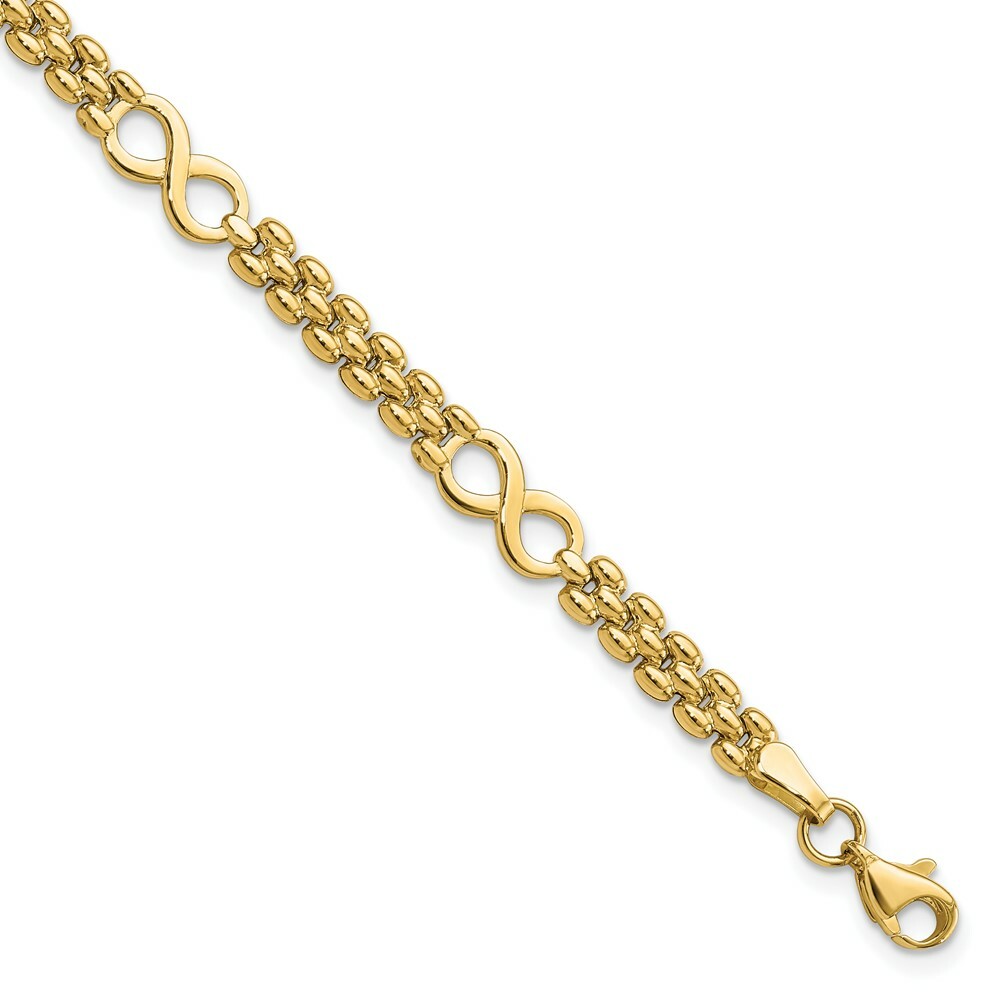 Real 14kt Yellow Gold Polished Infinity and Fancy Link Chain