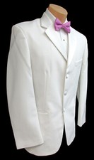 Men's Andrew Fezza White Tuxedo Jacket Three Button with Satin Notch Lapels 40R