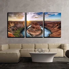 Wall26 - Sunset at Horseshoe Bend- Canvas Art Wall Home Decor - 24"x36"x3 Panels