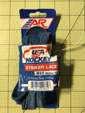 A R Sports USA Hockey Laces - Waxed Striker Laces - Blue 72 Inches