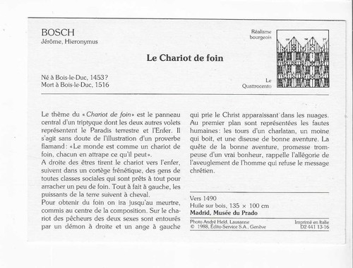 PEINTURE PEINTRE JEROME BOSCH LE CHARIOT DE FOIN - 第 2/2 張圖片