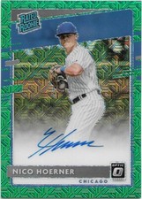 2020 Donruss Optic Nico Hoerner Auto Rookie Green Mojo Prizm /99