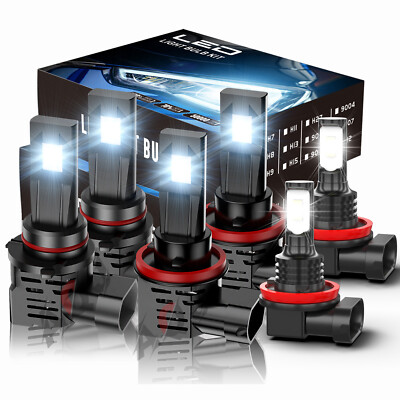 For Ram 4000 4500 5500 2020-2022 6x White LED Headlight Hi/Lo +Fog Light Bulbs
