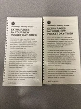 (2) Pack POCKET DAY-TIMER  SHEETS EXTRA  PAGES VTG ORIGINAL PAPER REFILL NOS