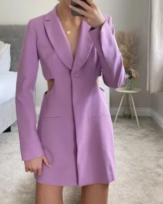 M NWT ZARA WOMAN'S CUT OUT BLAZER DRESS Lilac Size M 8682/317 | eBay