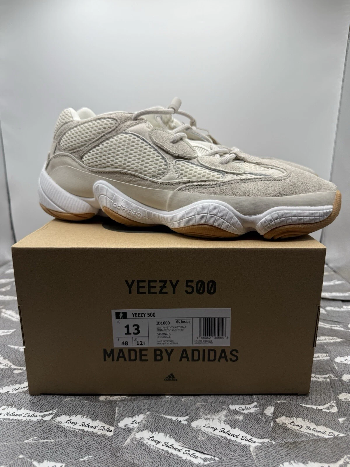 Scarpe sneakers Adidas Yeezy 500 stringate uomo Stone Taupe bianco ID1600 taglia 13