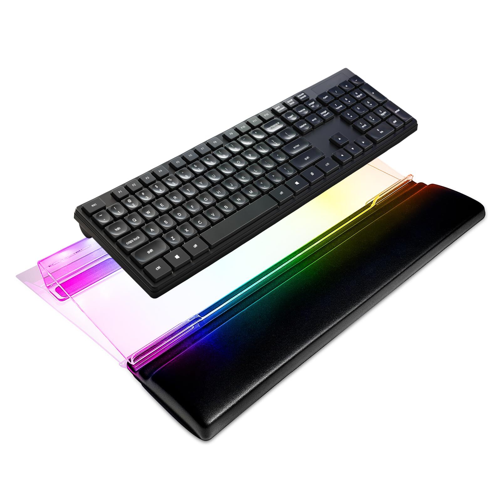 Dreamcolor LED Backlit Acrylic Keyboard Stand with Wrist Rest for Computers