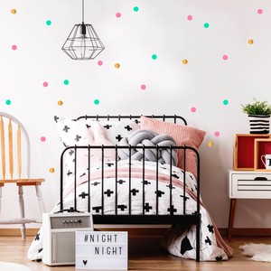 Wandtattoo Punkte Deko Mint Hellrosa Und Gold 12347 Retro Kreise Kinderzimmer Ebay