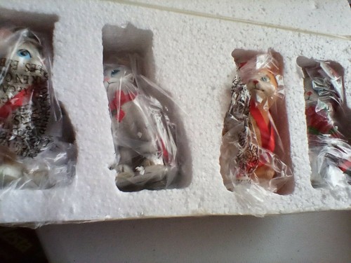 Hand-Painted Holiday Cats Christmas Ornaments - Set of 4 - Picture 2 of 4