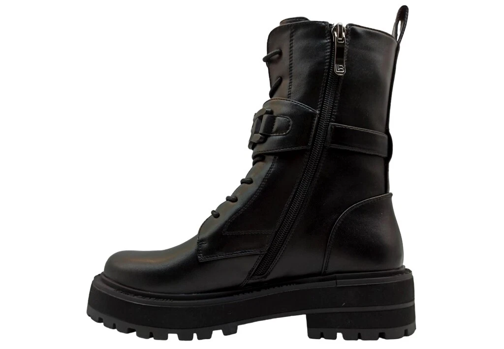 Laura Biagiotti Womens 8281 Chelsea Amphibious Leather Biker Boots Black