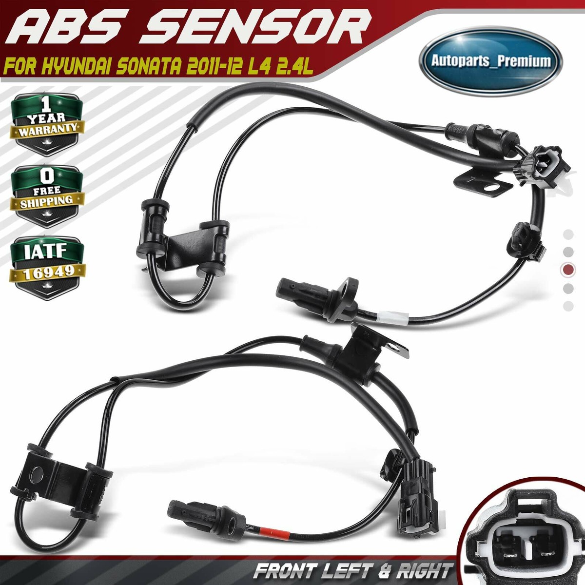 Pair Of ABS Speed Sensors For 2011-2014 Hyundai Sonata GAS (Front Left & Right) - Evan-Fischer