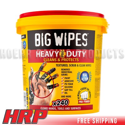 BIG WIPES HEAVY DUTY PRO+ 240 WIPE BUCKET HEAVY DUTY TEXTURED SCRUB & CLEAN WIPE
