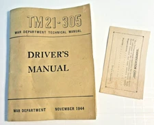 1944 TM 21-305, Driver's Manual, US War Department Technical Manual