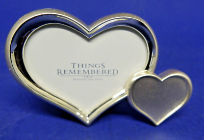 Things Remembered Photo Frame Silver Mini Double Heart 3 x 2 Can be Engraved