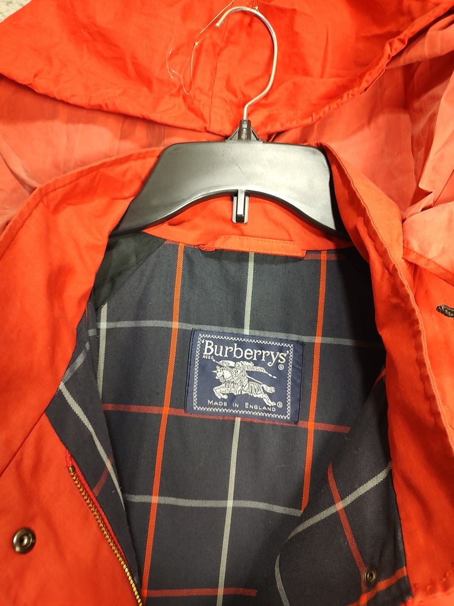 Burberry Jacket Adult Large Red Hooded Snap Front Classic