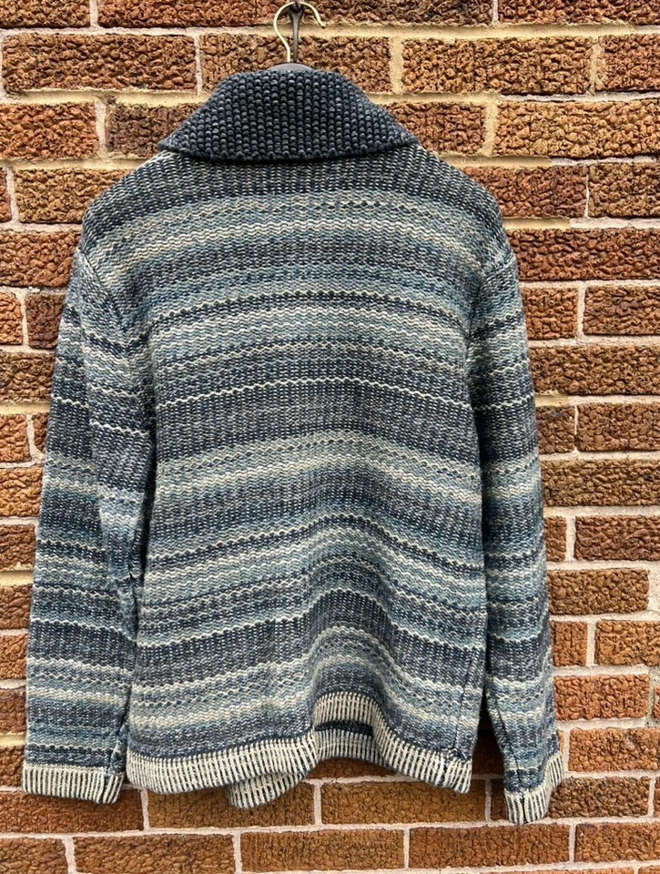 $1190 New RRL Ralph Lauren Hand Knit Cardigan Navy Striped Men's Size Large L - Image 4 of 4