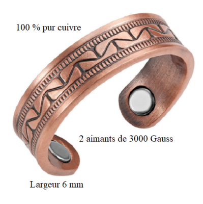 Bague Magnétique En Cuivre Style Péruvien Avec Aimants - Bijou Bien-être Neuf - Fabriqué En France
