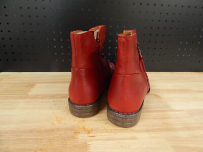 Miz Mooz Ruched Leather Wide Width Ankle Boot-Lucy-Red-37W (6.5-7W