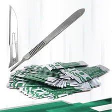 50 Sterile Scalpel Blades #14 Includes #3 Stainless Steel Handle w/Scale
